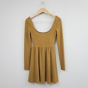 Free People Gold Metallic Skater Dress